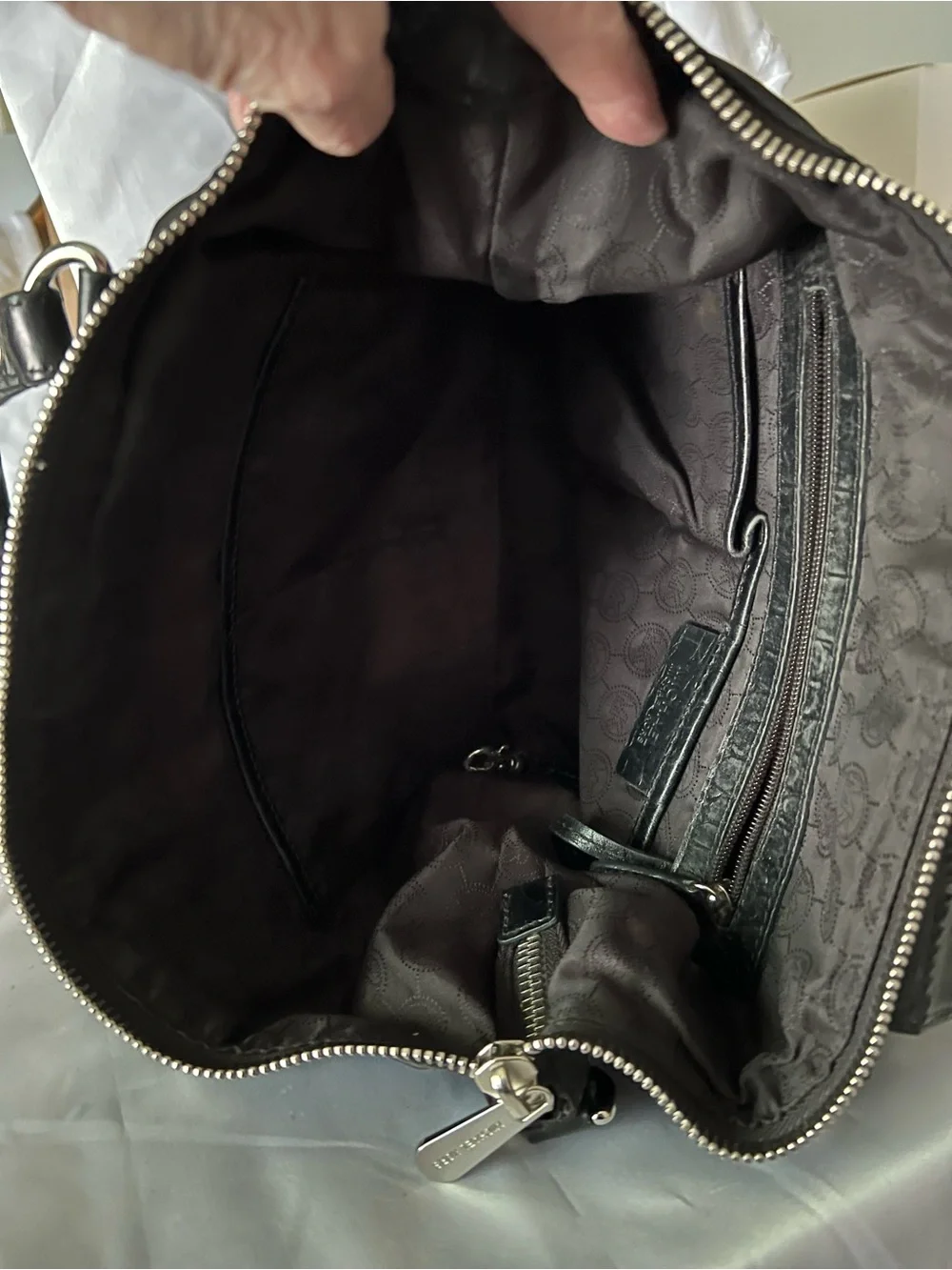 MICHAEL Michael Kors Black Satchel with Silver Hardware